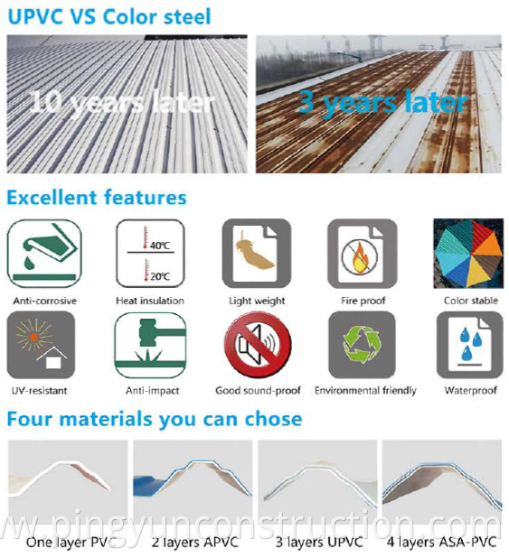 anti impact pvc roof tiles